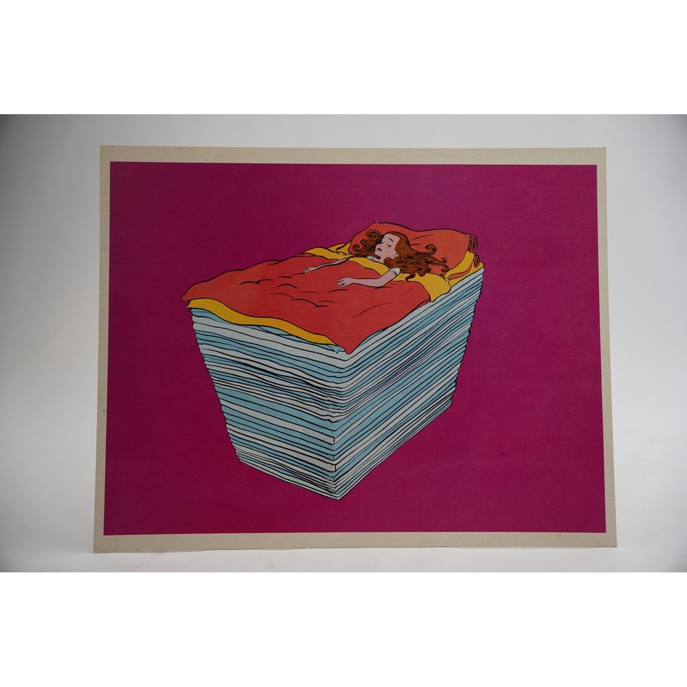 Cooper Films The Princess and the Pea Art‎ Print 1971 Pink Vintage Good